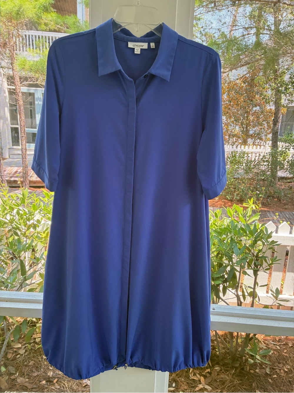 Chico's Royal Blue Collared Button-Front bungee dress
